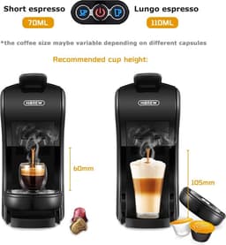 Luxe 3 in 1 Koffiemachine - Koffiezetapparaat - Koffie Automaat - Automatisch - Geschikt voor Nespresso, Dolce Gusto, Koffiepoeder - Zwart — thumbnail 4