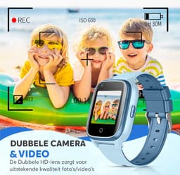 Rock&Rose 4G GPS Horloge Kind - Inclusief Simkaart - SOS Functie - Kinder Smartwatch - Kinderhorloge Jongen Smartwatch - Smartwatch Kinderen - Blauw — thumbnail 3