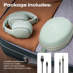 PowerLocus P7 - Draadloze Over-Ear Koptelefoon Inklapbaar - Bluetooth Hoofdtelefoon - Met microfoon – Headphone – Incl. Carry Case - Mint — thumbnail 5
