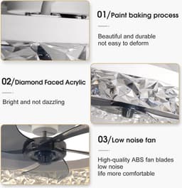 Ventilator Lamp - Airco Lamp - Plafondventilator Met Verlichting - Pafonniere - Plafondventilator Afstandbediening - Keukenlamp - Woonkamerlamp -6 Standen - Wit — thumbnail 5
