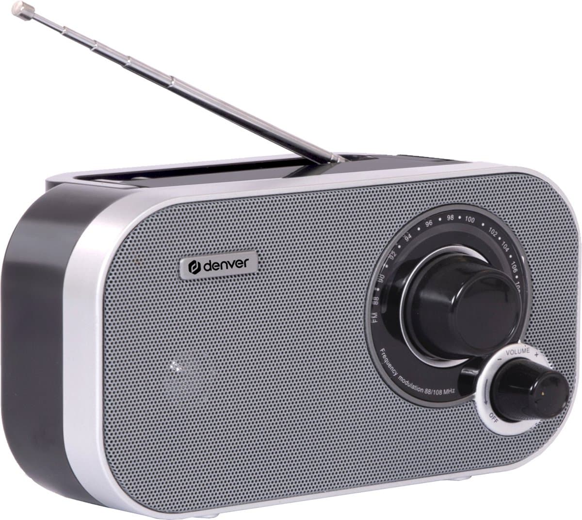 Denver FM Radio Retro - Noodradio / Noodpakket - Werkt op batterij of netstroom - Keukenradio - Draagbare Radio - TR51 - Grijs — afbeelding 1