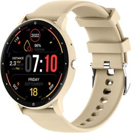 Kiraal Fit 10 - Smartwatch dames - Smartwatch Heren - Belfunctie - Stappenteller - Full Screen - Fitness Tracker - Activity Tracker - Smartwatch Android & IOS - Crème — thumbnail 1
