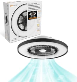 Proventa 3D Air Plafondventilator met verlichting 60 cm - Verspreidt lucht over hele kamer - Plafondlampen met Ventilator & Lamp - Met afstandsbediening — thumbnail 1