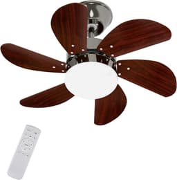 Plafondventilator met Verlichting - 6 Standen en Timer - Incl. Afstandbediening - Winter en Zomer Functie - Stil - Slaapkamer - Woonkamer - E27 fitting - Plafond Ventilator - Donkerbruin — thumbnail 1