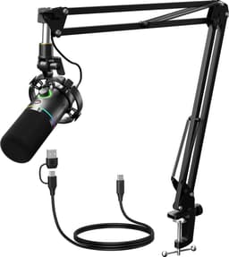 Maono PD200XS - XLR Dynamische RGB Microfoon met Telescopische Arm (66cm!) - PC - USB-microfoon voor Streaming / Podcast / Studio / Gaming / PS4/5 / Mac — thumbnail 1