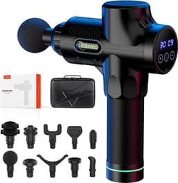 massagepistool voor rug, nek en schouder, stil elektrisch massageapparaat met 30 snelheden en 6 koppen — thumbnail 1