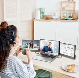 Extra Scherm Laptop - Draagbare Monitor Multitasken - Portable Monitor Uitbreidbaar - 2x 12 Inch — thumbnail 4