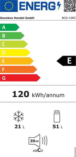 Sweiko Zwart Retro koelkast, met dubbele deur, 72-liter totaalvolume, met 21-liter vriesvolume, 120 kWh/jaar, LED-lamp [energieklasse E] — thumbnail 2