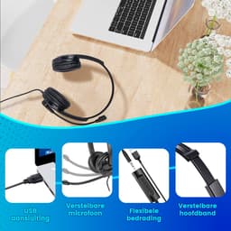 Headset met Microfoon voor Laptop en PC - Business Headset - Koptelefoon voor Video Bellen - USB — thumbnail 3