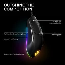 SteelSeries Rival 3 - Optische Gaming Muis - RGB - 8500 CPI- Zwart — thumbnail 3