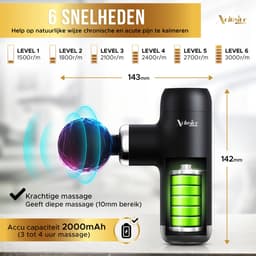 Xclusive-lifestyle® Massage Gun – Krachtig en Uiterst Stil Massage Pistool voor Spierherstel, Pijnverlichting en Ontspanning - 6 Intensiteitsstanden - 4 Massagekoppen – Draagbaar en Compact - Oplaadbaar — thumbnail 3