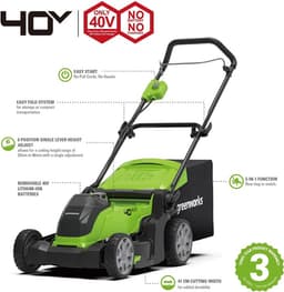 Greenworks 40 volt accu maaier met 2 x 2AH accu en lader G40LM41K2X — thumbnail 5