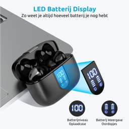PrimeSound P-10 Draadloze Oordopjes - Bluetooth 5.3 - 30 Uur Afspeeltijd - IPX5 Waterdicht - Touch Bediening - Zwart — thumbnail 2