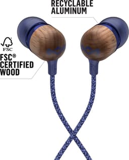 House of Marley Smile Jamaica Oortjes met Draad - Bedrade Oordopjes 3,5 mm Aansluiting - Met Microfoon en 1knopsbediening - Eco Friendly Design - 9 mm Drivers - Knoopvrije Kabel - Denim — thumbnail 3