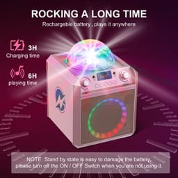 N-GEAR Block Party 602 XL - Karaoke set met 2 Microfoons - Bluetooth speaker draadloos - Partybox met Verlichting - Space Pink — thumbnail 5