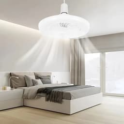 Nivard Plafondventilator - Met Verlichting - Plafond Ventilator - Met Lamp - Plafonniere Met Ventilator - (Met Licht) - Wit - 25cm — thumbnail 2