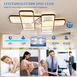 Smart Lamp Ventilator - Dimbaar - LED Plafond Ventilator - Zwart/Wit - Moderne Kroonluchter Ventilator - 90 cm - Woonkamerlamp — thumbnail 4