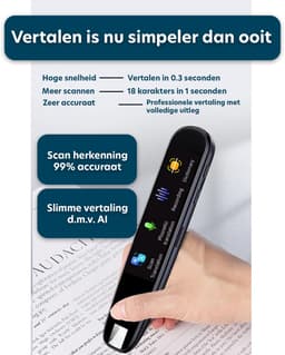 Aipen Vertaalcomputer - Vertaal Apparaat - Vertaalpen - 142 Talen - Slimme Vertaler - Smart Scanner Translator - Ai Vertaal Apparaat - Spraak Vertaal Functie - Voorleespen - Zakelijk Woordenboek - Met Lcd-Scherm - Draagbare Vertaler - Zwart — thumbnail 2