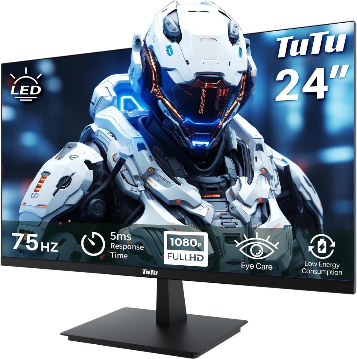 TuTu 24 inch frameless LED Monitor | 75Hz | HDMI, VGA, Audio out | HDMI kabel | TU238M2 — afbeelding 1