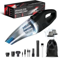Duriant ® -Kruimeldief snoerloos -Handstofzuiger- Autostofzuiger- Oplaadbaar- 5 opzetstukken en Autolader-Kruimelzuiger- 10000Pa - 2x HEPA FILTER- Best Verkocht-Nat en droog -Incl. Opbergtas — thumbnail 1