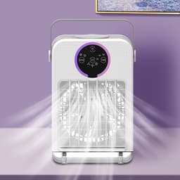 LotaHome - Mini Airco - Luchtkoeler - Ventilator - Mobiele Airco - Airconditioning - Aircooler - Tafelventilator - Met Afstandsbediening, Timer en Display - Fluisterstil - Lekvrij - Met Verlichting - 3 Snelheden - Koelen, Blazen en Bevochtigen - Wit — thumbnail 2