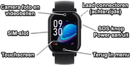 GPSHorlogeKids© - smartwatch kinderen - GPS horloge kind – kleinste model 2025 – kinder smartwatch - 4G videobellen - spatwaterdicht - SOS alarm - incl. SIM - PAX Zwart — thumbnail 2