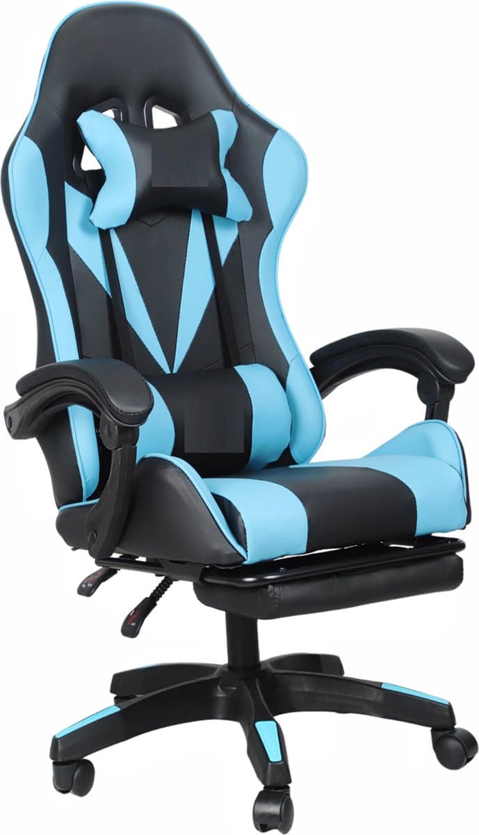 Bayt Gamestoel - Gaming chair - Gamingstoel - Comfort gamer stoel - Zwart en Lichtblauw — afbeelding 1