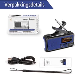 NovaWare® DAB+ Noodradio Solar Opwindbaar - Powerbank Zonneenergie met 5000mAh - DAB+/FM - Noodpakket - Bluetooth Speaker & Digitale Wekker - Draagbare Radio – Oplaadbaar & Op Batterijen - Blauw — thumbnail 5