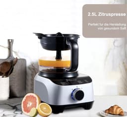 Keukenmachine - Alles in 1 keukenmachine - Multifunctionele keukenmachine - 11 in 1 - Blender - Citruspers - Kneden - Hakken - Malen - Mixen - 1300W - Zilvergrijs — thumbnail 5