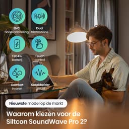 Siltcon® SoundWave Pro 2 - Oortjes Draadloos - Draadloze Oordopjes – Bluetooth Oordopjes – Oordopjes Draadloos – Oortjes - Oordopjes - Draadloze Oortjes Bluetooth - Noise cancelling ENC - Universeel - BT 5.4 - Zwart — thumbnail 2