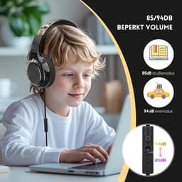 StayPowered Kinderkoptelefoon - Veilig & Comfortabel Luisteren - Volumebegrenzing 85/94 dB - Verstelbaar & Opvouwbaar - Zachte Over-Ear Kussens - Ingebouwde Microfoon - 3.5 mm Aansluiting - Zwart - Levering Sneller dan Aangegeven! — thumbnail 4