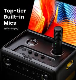 Ikarao Karaoke set voor Volwassenen - Break X2 - 2 Draadloze Microfoons - 600W - Gratis Karaoke App 6 maanden - HD scherm - Zwart — thumbnail 3