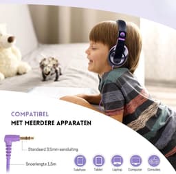 StayPowered Kinderkoptelefoon - Perfect Geluid & Ultiem Comfort - Verstelbaar - HD Microfoon - Kraakhelder Stereo - Zachte Oorkussens - Duurzame Kabel - 3.5mm Jack - Zwart/Paars - Levering Sneller dan Aangegeven! — thumbnail 2