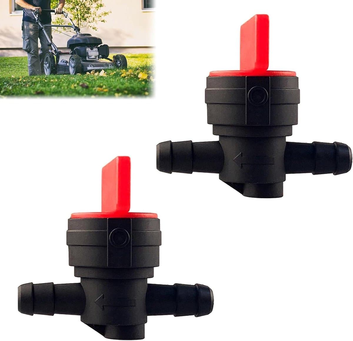 Kleine inline universele kunststof benzinekraan 8 mm voor bosmaaier grasmaaier - 2 stuks — afbeelding 1