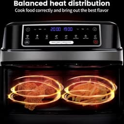 J&R Airfryer - Dubbele Airfryer - Grote airfryer - Hetelucht oven - Heteluchtfriteuse - XL Airfryer - 9L - 2 Laden - Zwart — thumbnail 4
