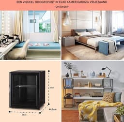 Luxe Mini Koelkast – Glazen Deur – Tafelmodel – Minibar – Skincare Fridge – Energiezuinig – Led Verlichting – 32L Inhoud – Zwart — thumbnail 2
