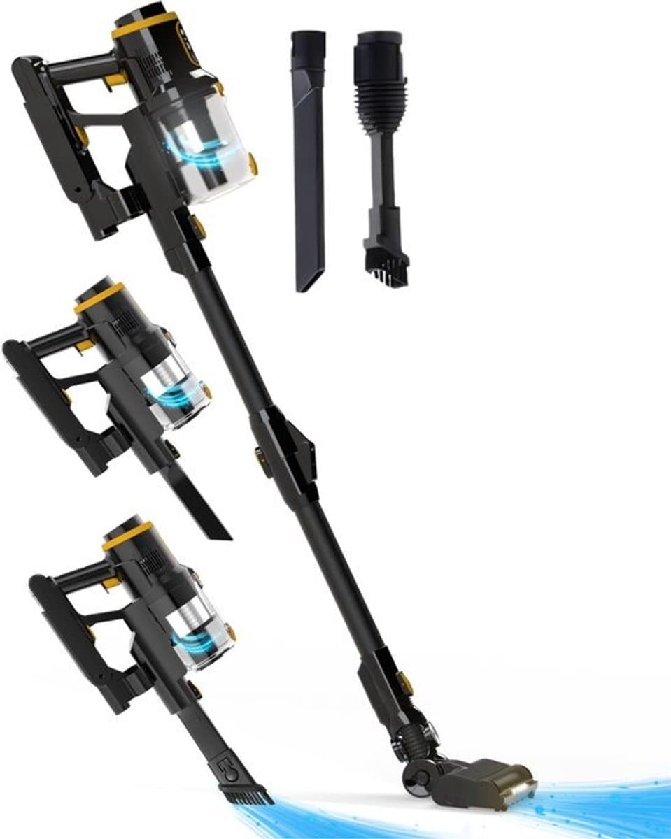 Heevey steelstofzuiger draadloos - Zonder zak - 60 min gebruikstijd - Vacuum cleaner - Snoerloze stofzuiger - Kruimeldief - 220W - 150 airwatts - Met 2 verschillende opzetstukken — afbeelding 1