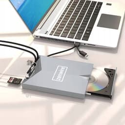 Zenwire H61 - Draagbaar extern station - CD-lezer - DVD-speler Schijfbrander - HUB 7in1 USB-C 3.0 - 4xUSB 2.0 - SD/Micro SD-kaartlezer - Plug & Play - stille werking - Brede compatibiliteit — thumbnail 4