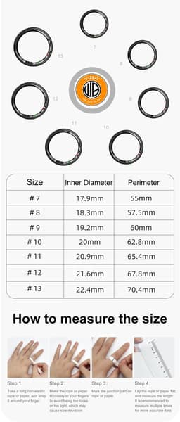WizBay Premium Select® Smart Ring Zwart Zilver - Hartslag, Slaap, Bloeddruk, Zuurstof - Multi Sport Modi - Oplaadcase - Maat 8 — thumbnail 2