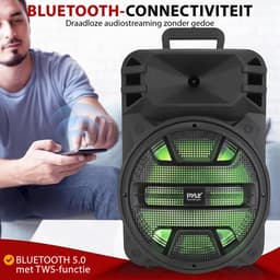 Pyle Bluetooth Luidspreker - Draagbare Speaker met Wielen - 800 Watt - Karaoke Luidspreker met DJ LED Verlichting - USB, FM, BT, Aux, Afstandsbediening, Mic-Ingangen - Ingebouwde Oplaadbare Batterij — thumbnail 4