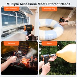 4-in-1 Stofblazer Luchtdruk, Handstofzuiger 3-Gang Air Duster 16000Pa Stofzuiger 2 Uur Snelladen met Mondstukken - Oranje — thumbnail 5