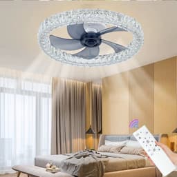 Crystal Ventilator Lamp - 6 Standen - Smart Lamp - Dimbaar - Kroonluchter Ventilator - Chroom - Woonkamer Lamp — thumbnail 3