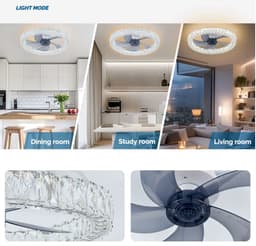 Crystal Ventilator Lamp - 6 Standen - Smart Lamp - Dimbaar - Kroonluchter Ventilator - Chroom - Woonkamer Lamp — thumbnail 2
