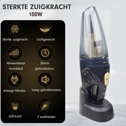 AG360 Handstofzuiger Zwart Kruimeldief - Stil - Snoerloos - Extreem Krachtige Kruimelzuiger Draadloos - Waterzuigend - 100W Krachtige Zuigkracht - Voor Thuis & Auto - HEPA filter - Compact - Geschikt voor Huisdierharen — thumbnail 3