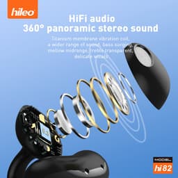hileo hi82 - Draadloze Oordopjes met Oplaadcase – Wit - Ear clip Air Conduction - Sport - Open-Ear - Bluetooth V5.3 – Draadloze oortjes – Geschikt voor IOS/Android — thumbnail 5