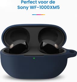 YONO Soft Case geschikt voor Sony WF-1000XM5 - Hoesje met Clip - Donkerblauw — thumbnail 2