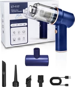 Kruimeldief - Mini kruimeldief - Kruimelzuiger - Handstofzuiger - Nat en droog vuil - Incl. 5 opzetstukken - Air duster - Autostofzuiger - Draadloze stofzuiger - 8000PA - Hepa filter – Blauw — thumbnail 1