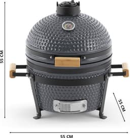 Landmann Kamado BBQ 16 inch Grijs - Keramische Grill - MLS Pizzasteen - Houtskoolbarbecue Ø35,5 cm - BBQ Egg - Thermometer - 4-6 Personen — thumbnail 4
