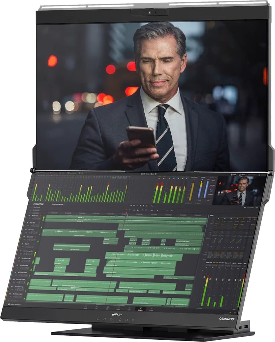 Mobile Pixels Geminos - Gestapelde Dubbele 24 Inch Monitor - FHD - 60hz - 10 in 1 dock — afbeelding 1
