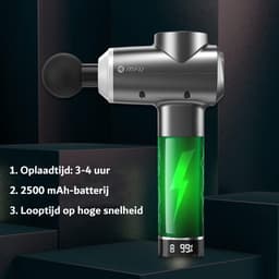 Massage Gun - Massage Apparaat - Sport & Relax - 6 Snelheden - 3200bpm - 6 Opzetkoppen - Incl Koffer - Zwart — thumbnail 4